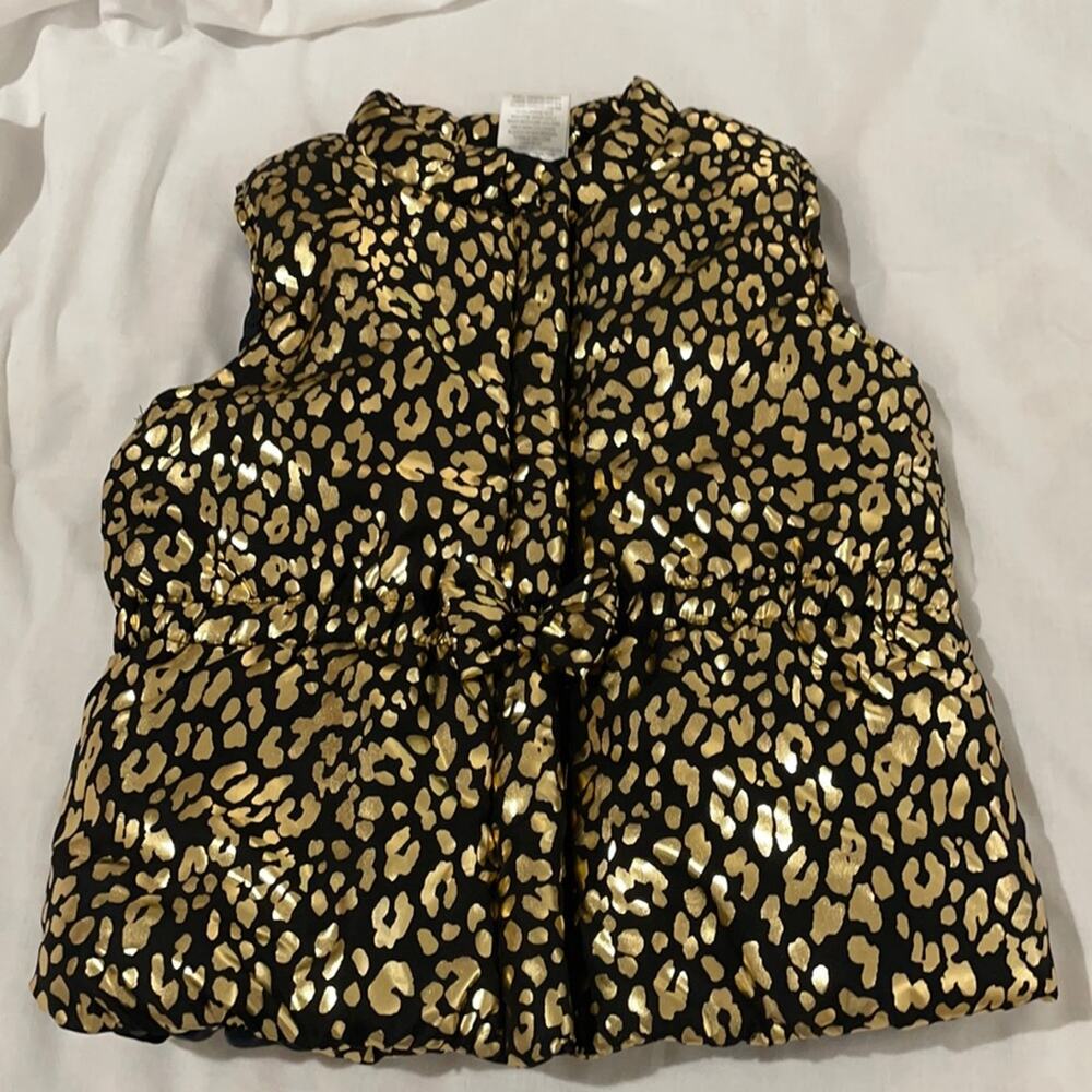 Pony tails 5 black gold cheetah print vest euc